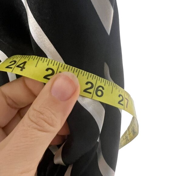 Missguided Black White Stripe Satin Long Sleeve Front Tie Top 10 - Picture 12 of 12